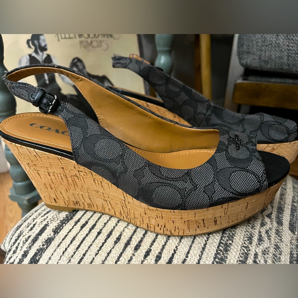 Coach Cork Peep-toe Wedges